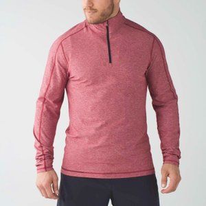 Men’s Lululemon Heathered Prep Surge Warm Half Zip Jacket - Red - Large